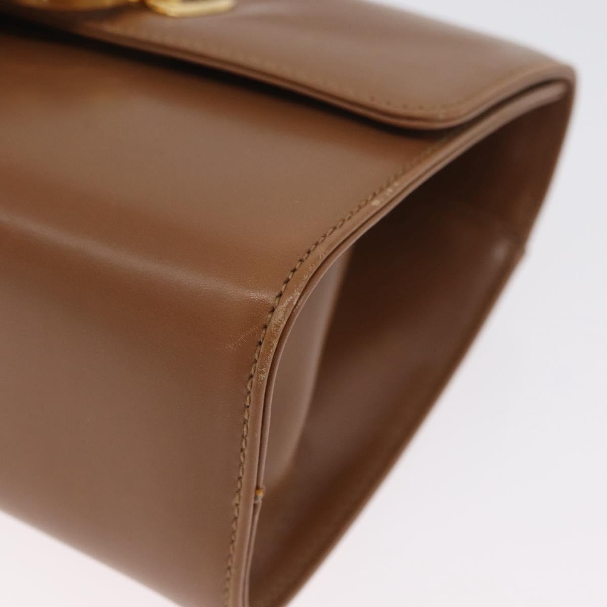 Salvatore Ferragamo Gancini Shoulder Bag Leather Beige Gold Auth BSZ647