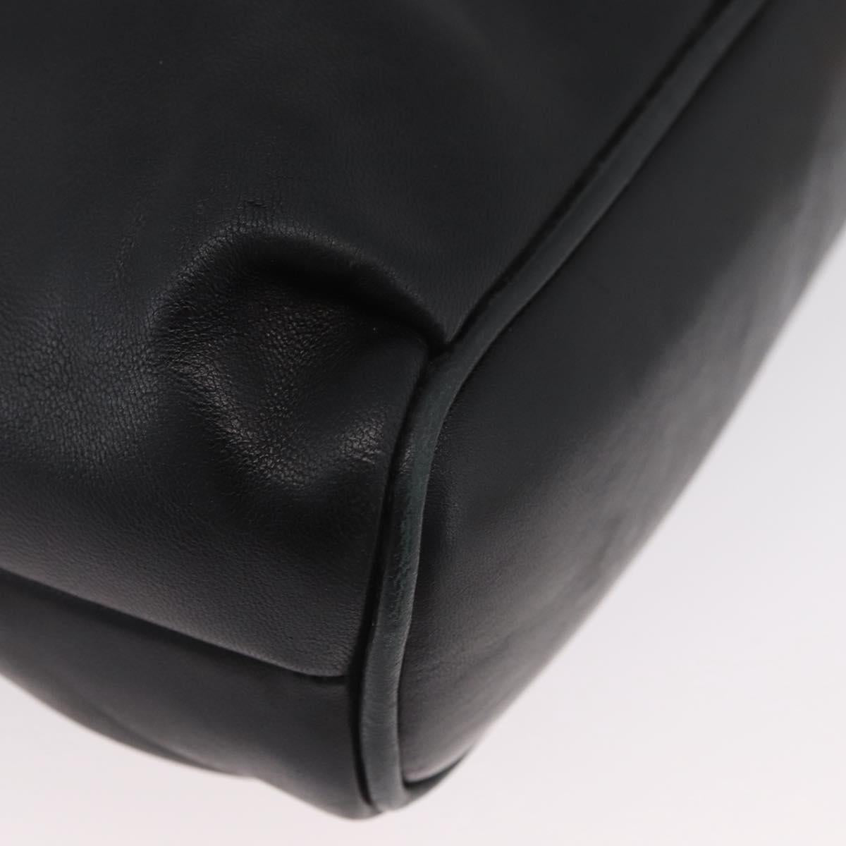 BALLY Shoulder Bag Leather Black Gold Auth BSZ651