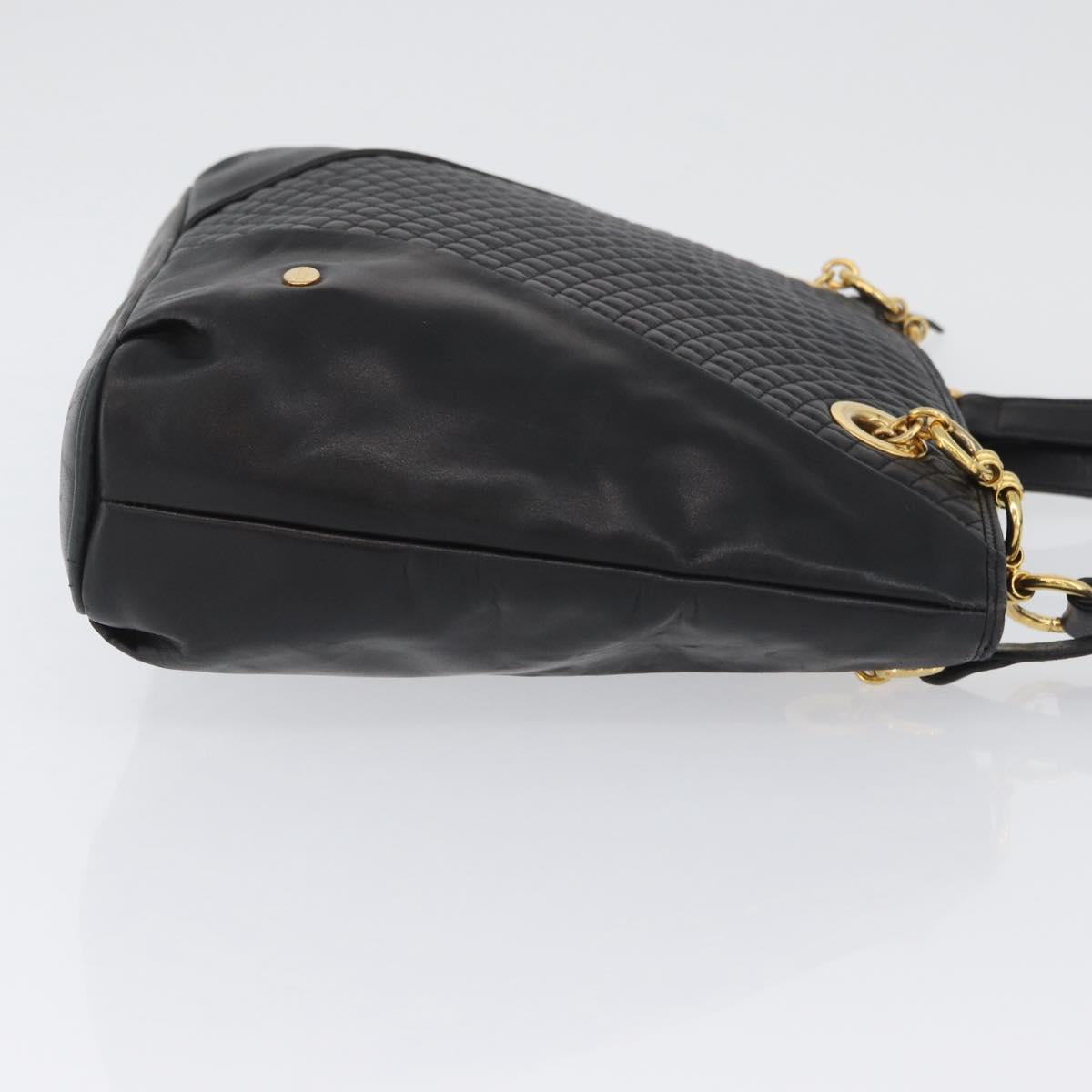 BALLY Shoulder Bag Leather Black Gold Auth BSZ651