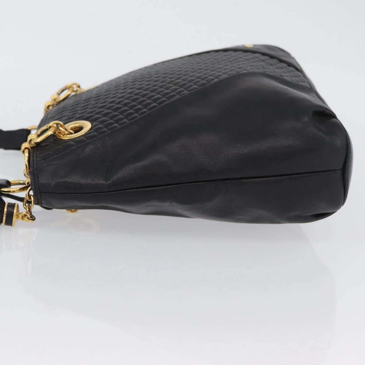 BALLY Shoulder Bag Leather Black Gold Auth BSZ651