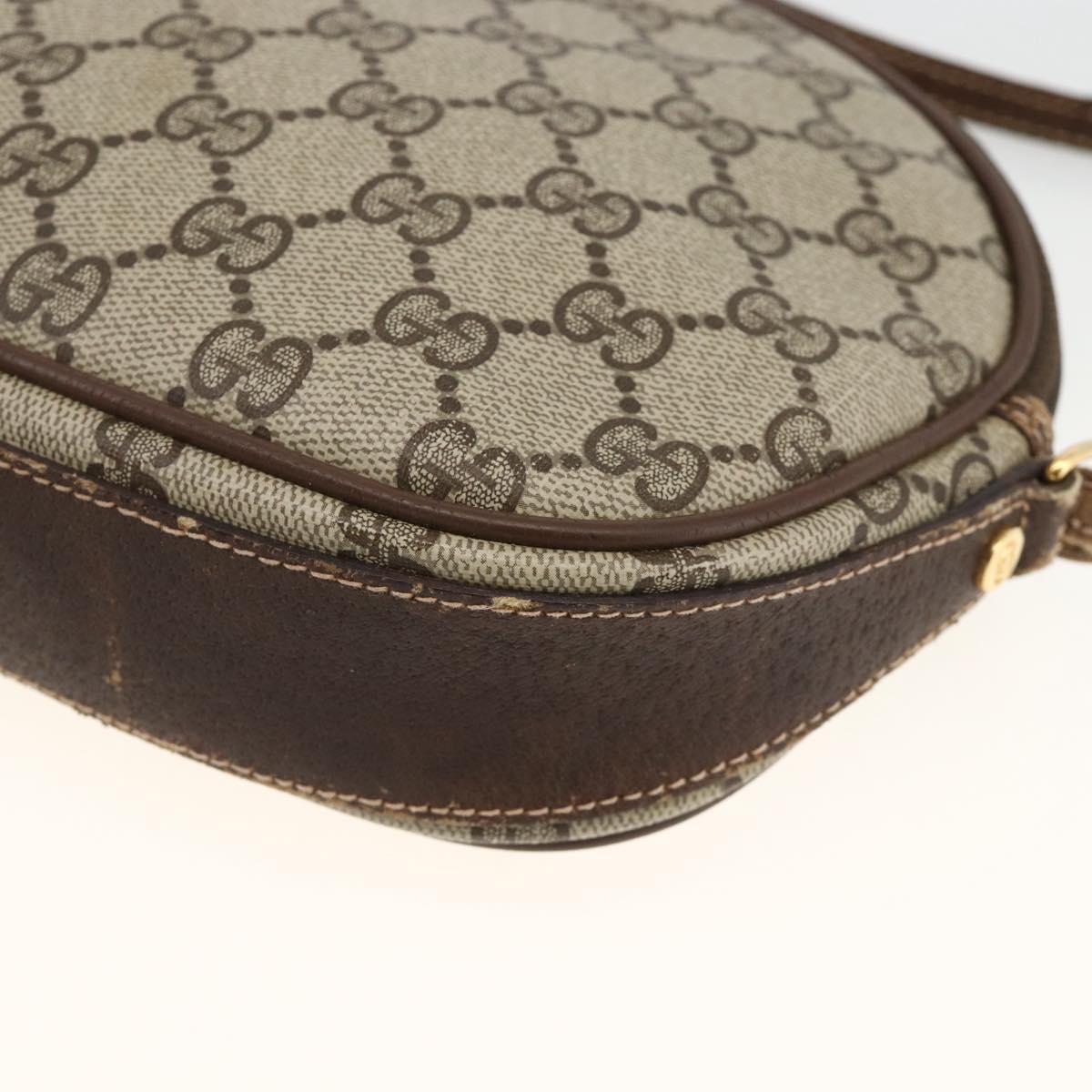 GUCCI GG Supreme Shoulder Bag PVC Beige Gold Auth BSZ655