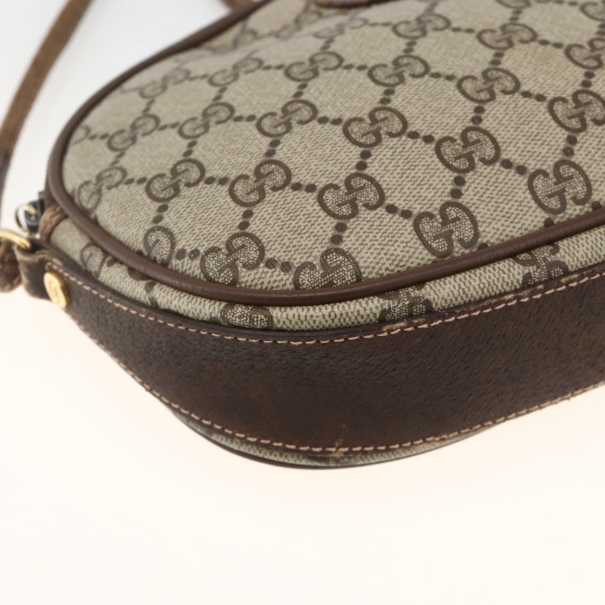 GUCCI GG Supreme Shoulder Bag PVC Beige Gold Auth BSZ655