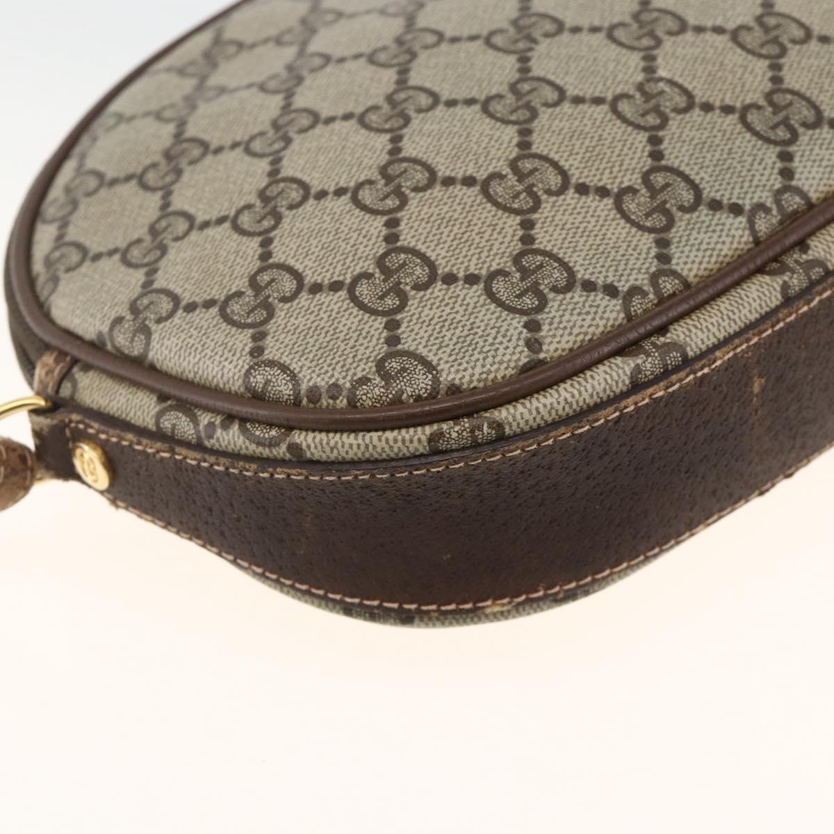 GUCCI GG Supreme Shoulder Bag PVC Beige Gold Auth BSZ655