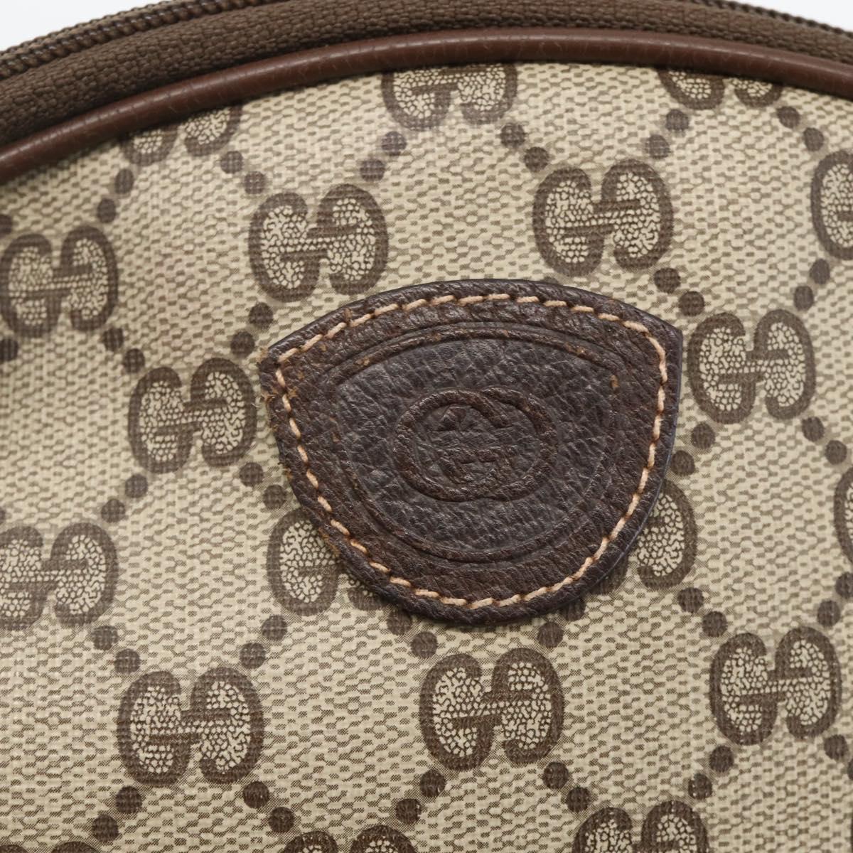 GUCCI GG Supreme Shoulder Bag PVC Beige Gold Auth BSZ655