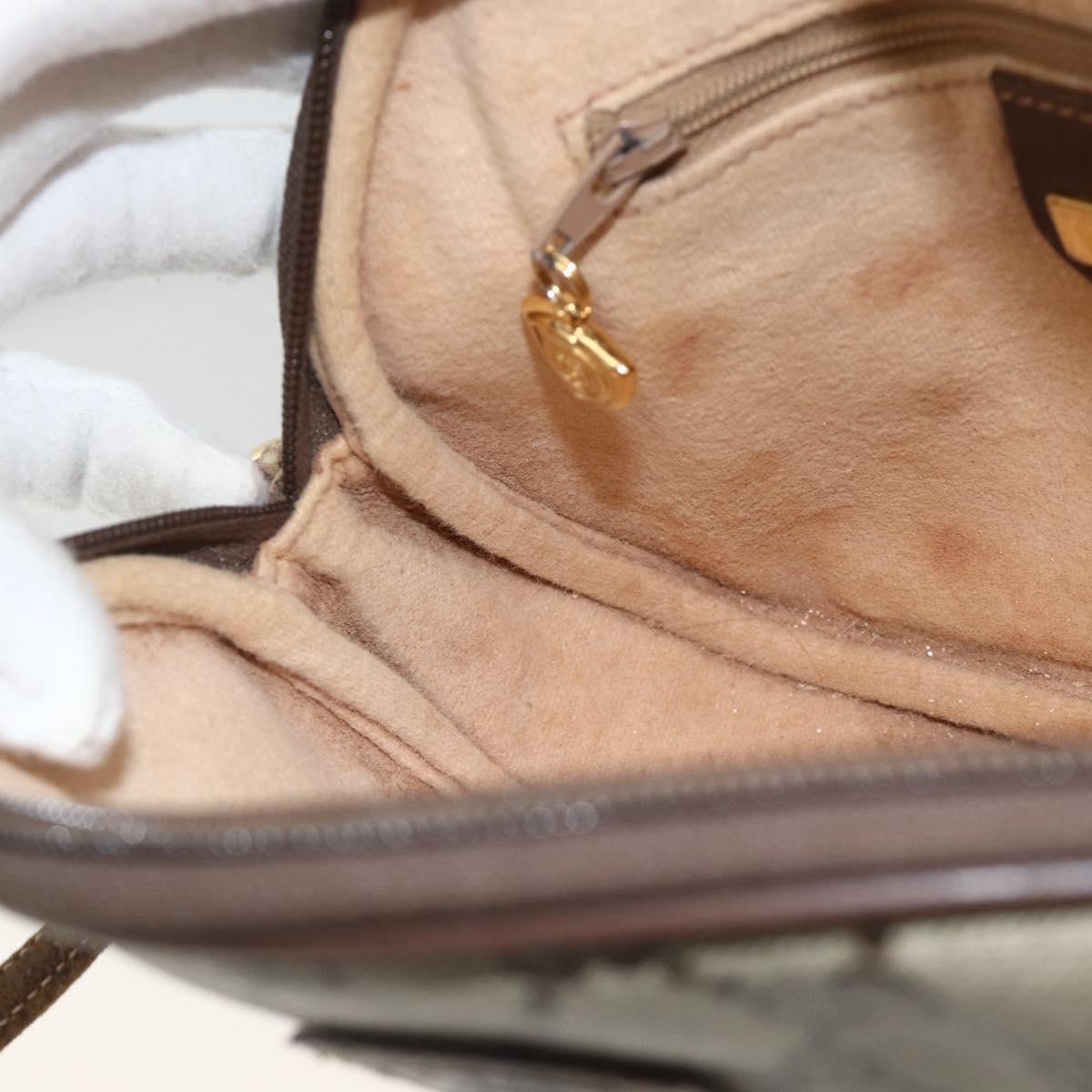GUCCI GG Supreme Shoulder Bag PVC Beige Gold Auth BSZ655