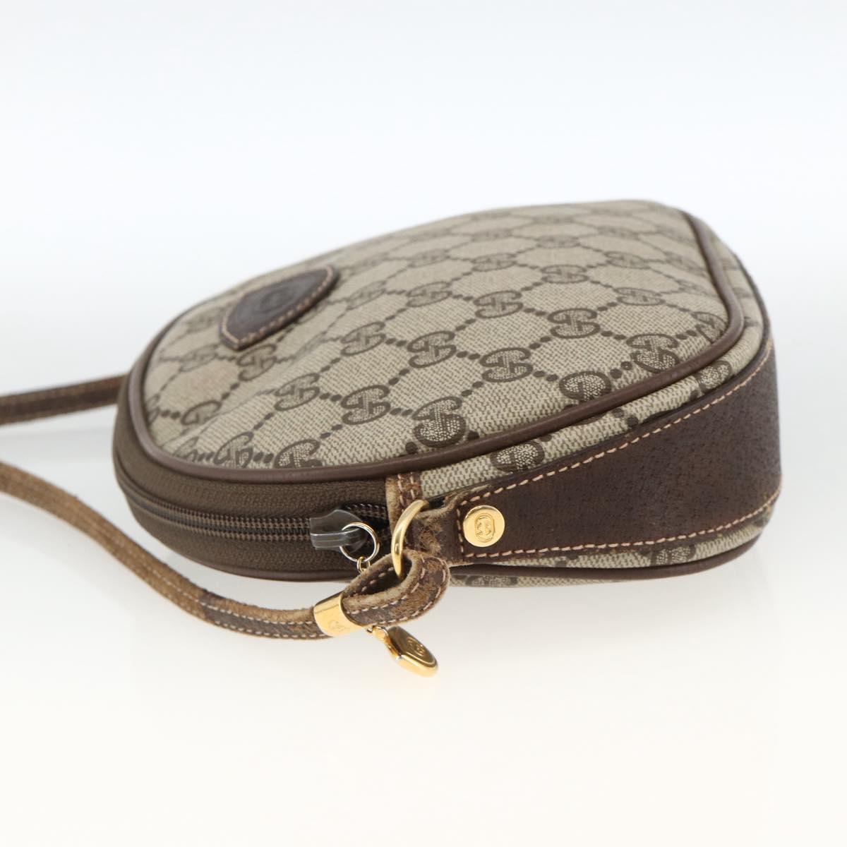 GUCCI GG Supreme Shoulder Bag PVC Beige Gold Auth BSZ655
