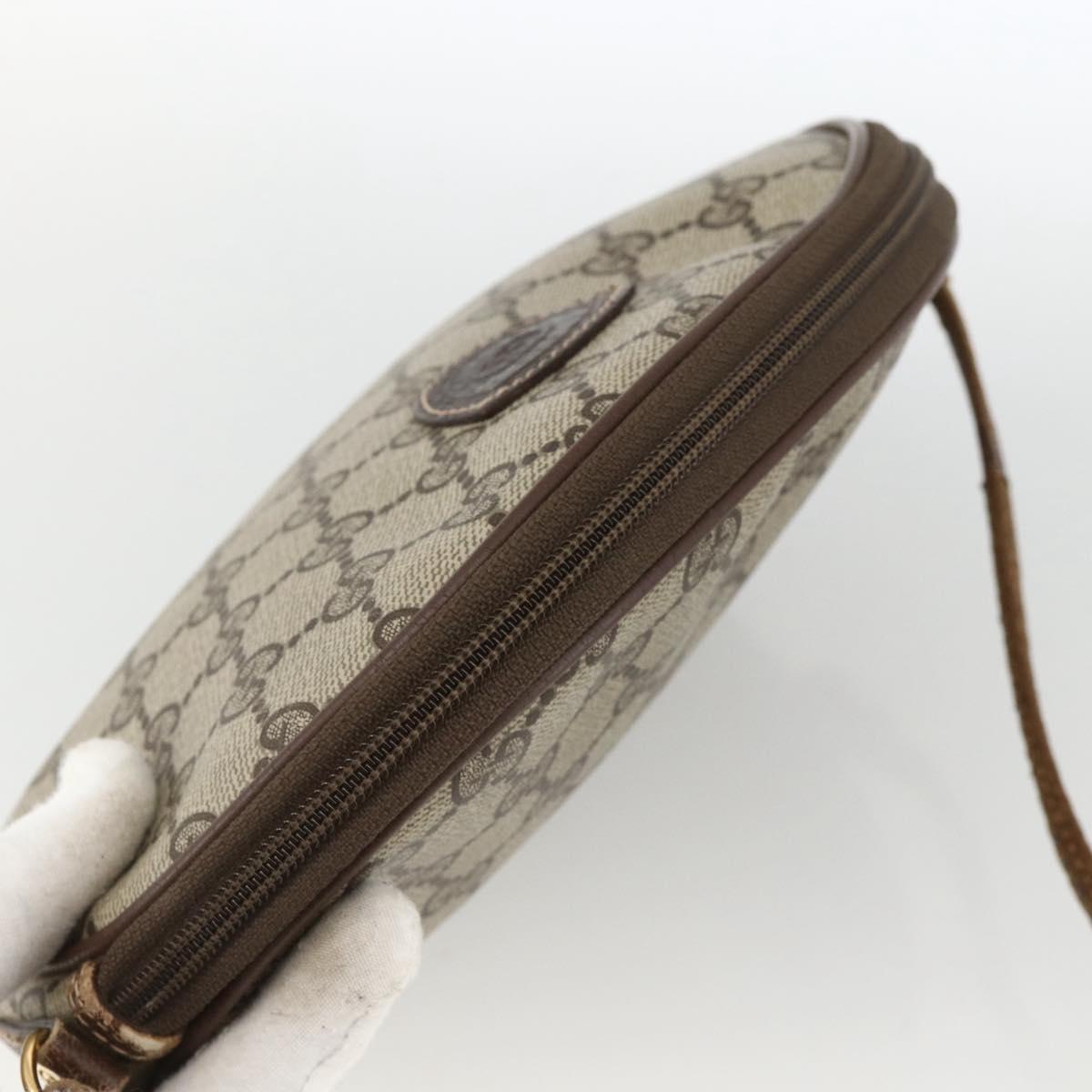 GUCCI GG Supreme Shoulder Bag PVC Beige Gold Auth BSZ655