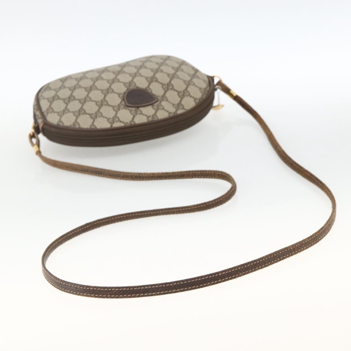 GUCCI GG Supreme Shoulder Bag PVC Beige Gold Auth BSZ655