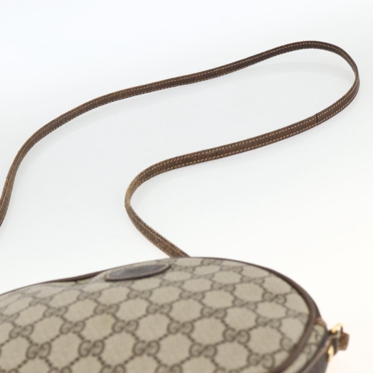 GUCCI GG Supreme Shoulder Bag PVC Beige Gold Auth BSZ655