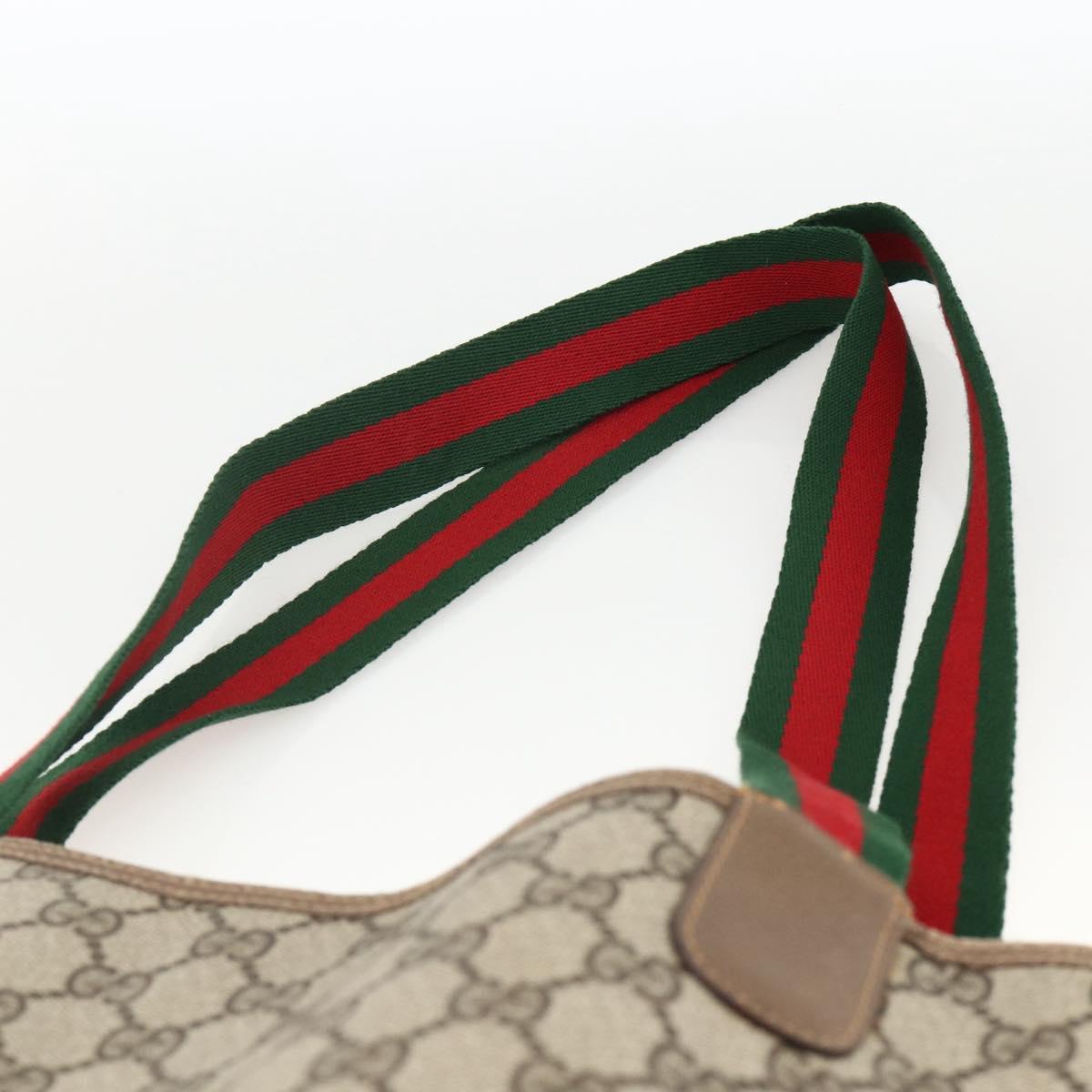 GUCCI GG Supreme Web Sherry Line Tote Bag PVC Beige Red 39 02 003 Auth BSZ658