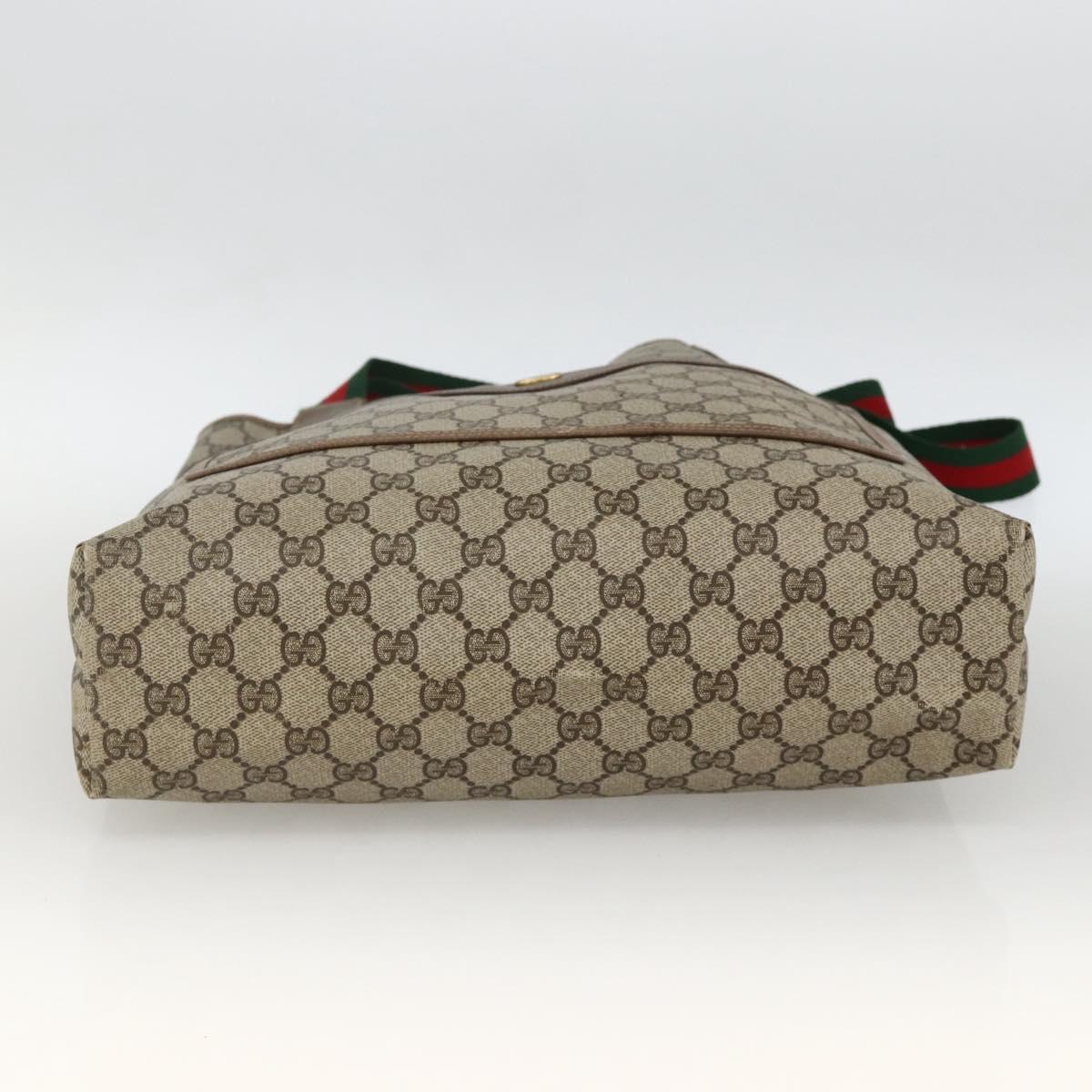 GUCCI GG Supreme Web Sherry Line Tote Bag PVC Beige Red 39 02 003 Auth BSZ658