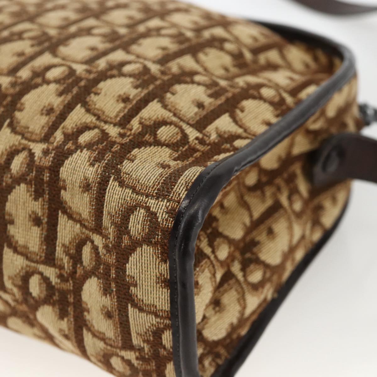 Christian Dior Trotter Canvas Shoulder Bag Beige Auth BSZ660