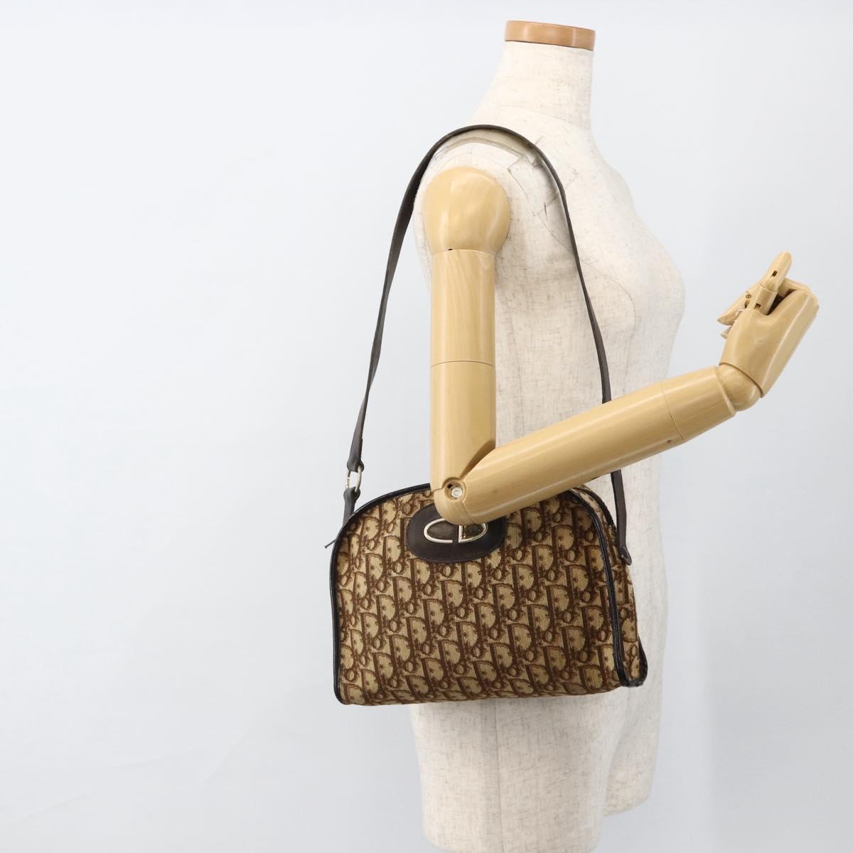 Christian Dior Trotter Canvas Shoulder Bag Beige Auth BSZ660