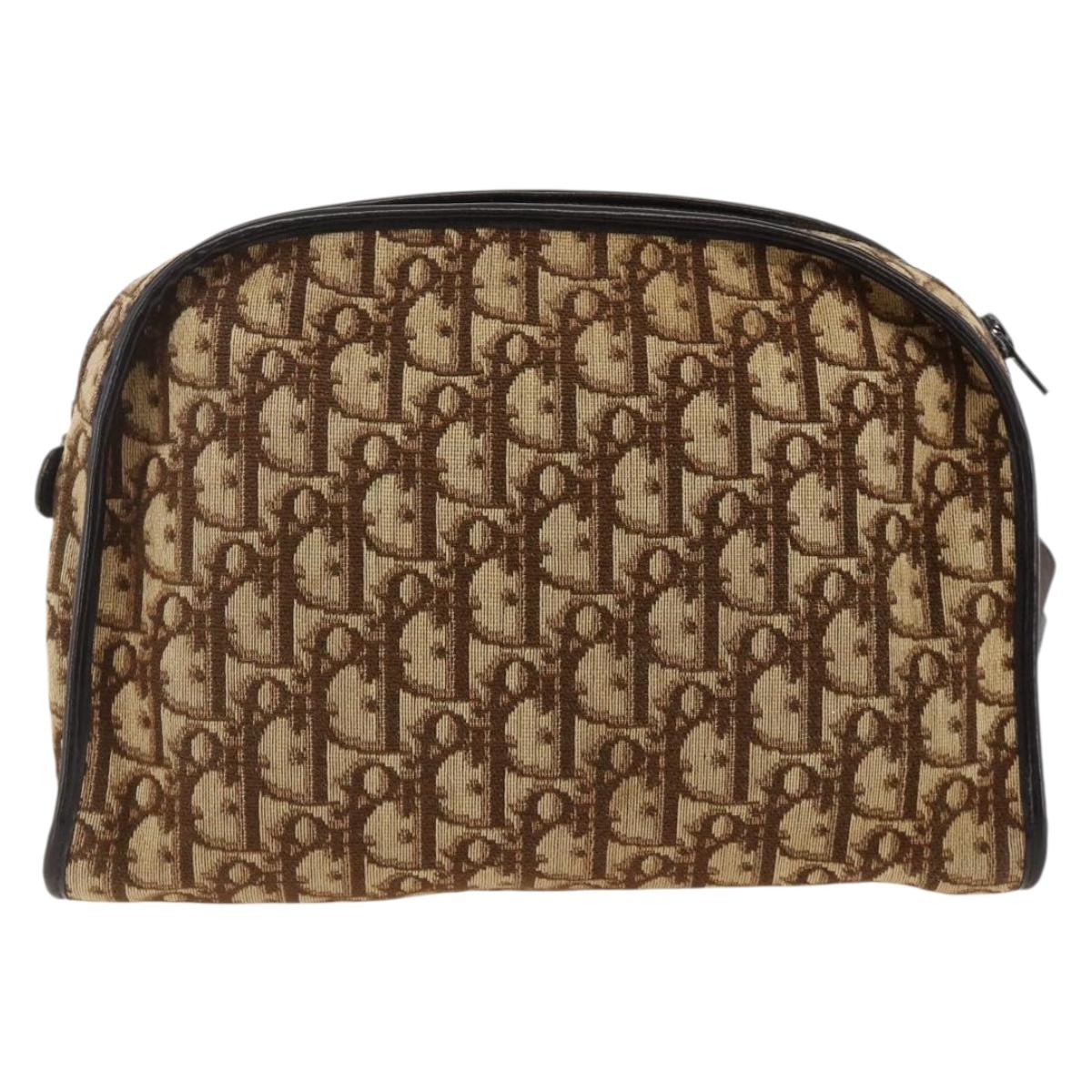 Christian Dior Trotter Canvas Shoulder Bag Beige Auth BSZ660