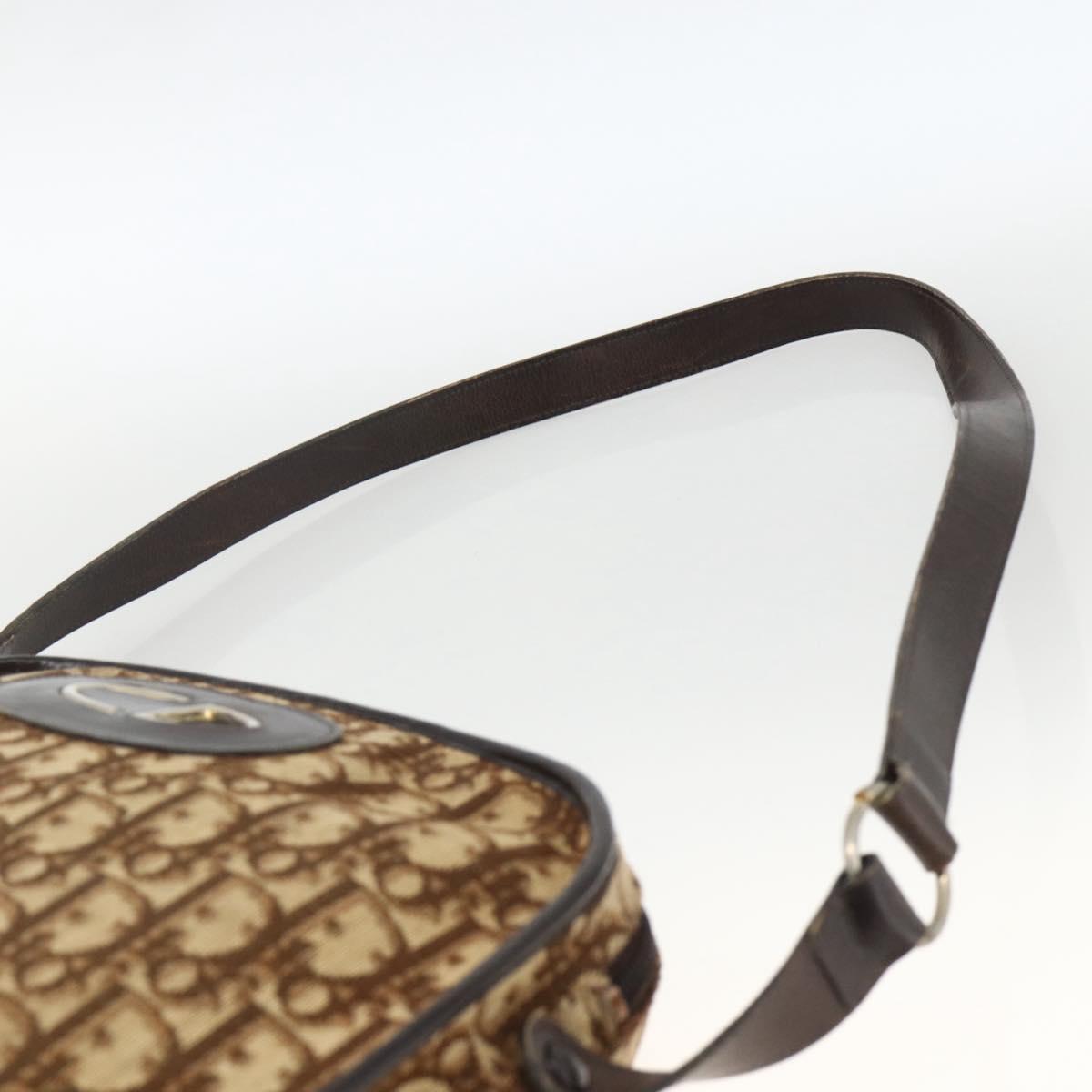 Christian Dior Trotter Canvas Shoulder Bag Beige Auth BSZ660