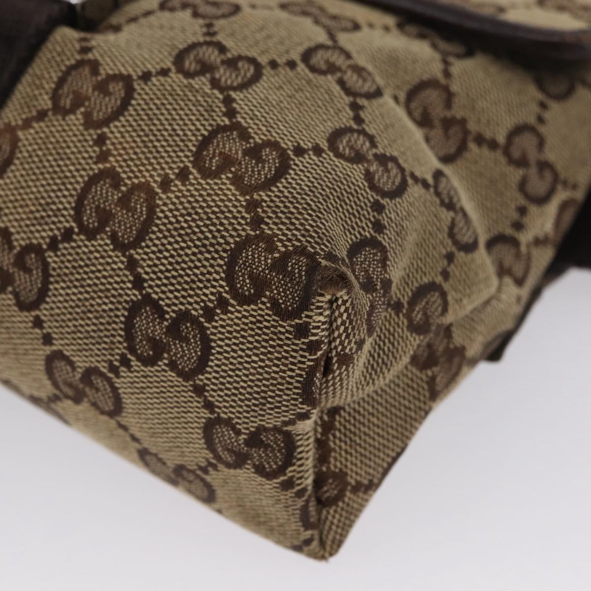 GUCCI GG Canvas Shoulder Bag Beige Silver 131236 Auth BSZ673