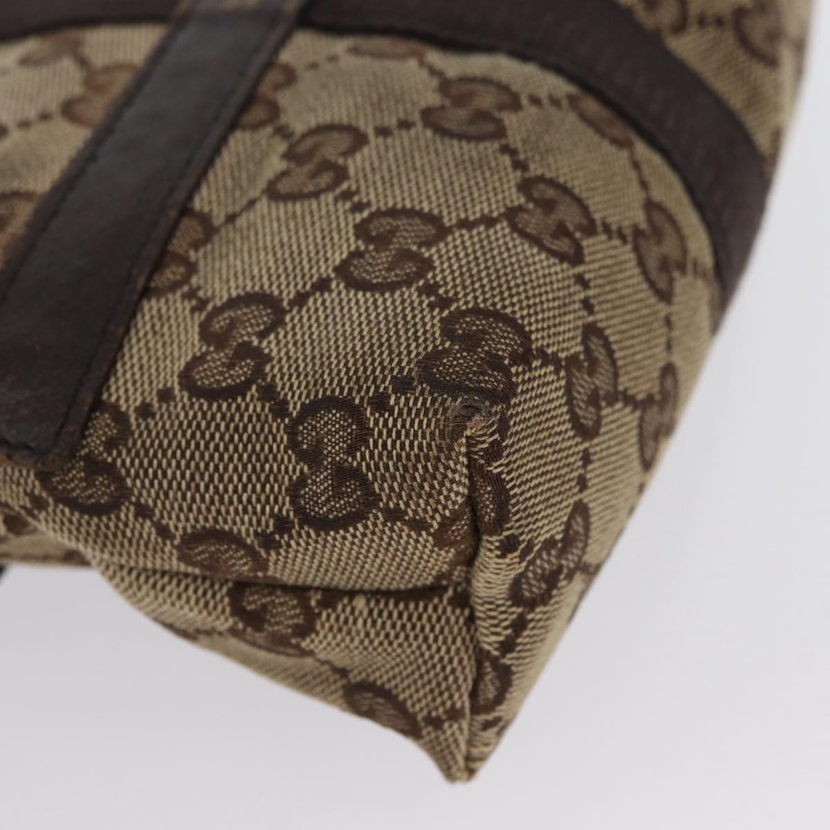 GUCCI GG Canvas Shoulder Bag Beige Silver 131236 Auth BSZ673