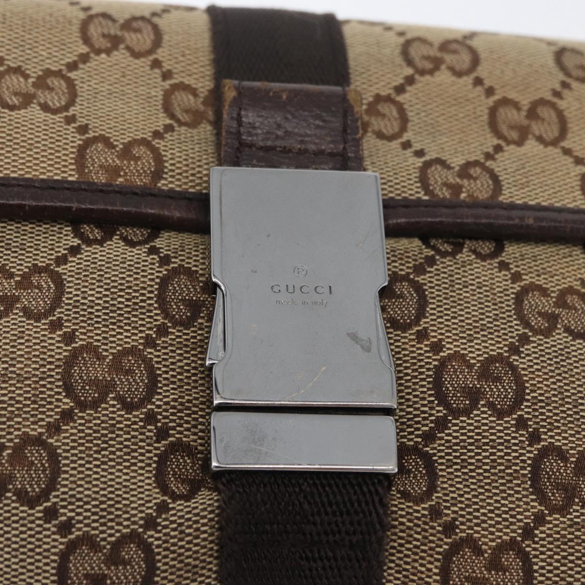 GUCCI GG Canvas Shoulder Bag Beige Silver 131236 Auth BSZ673