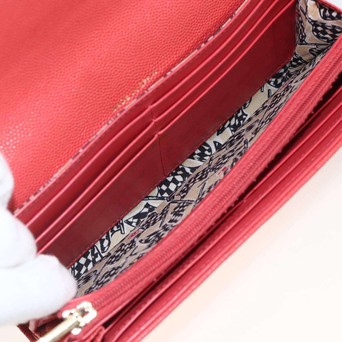 CHANEL Matelasse Long Wallet Caviar Skin Pink Gold CC Auth BSZ676A