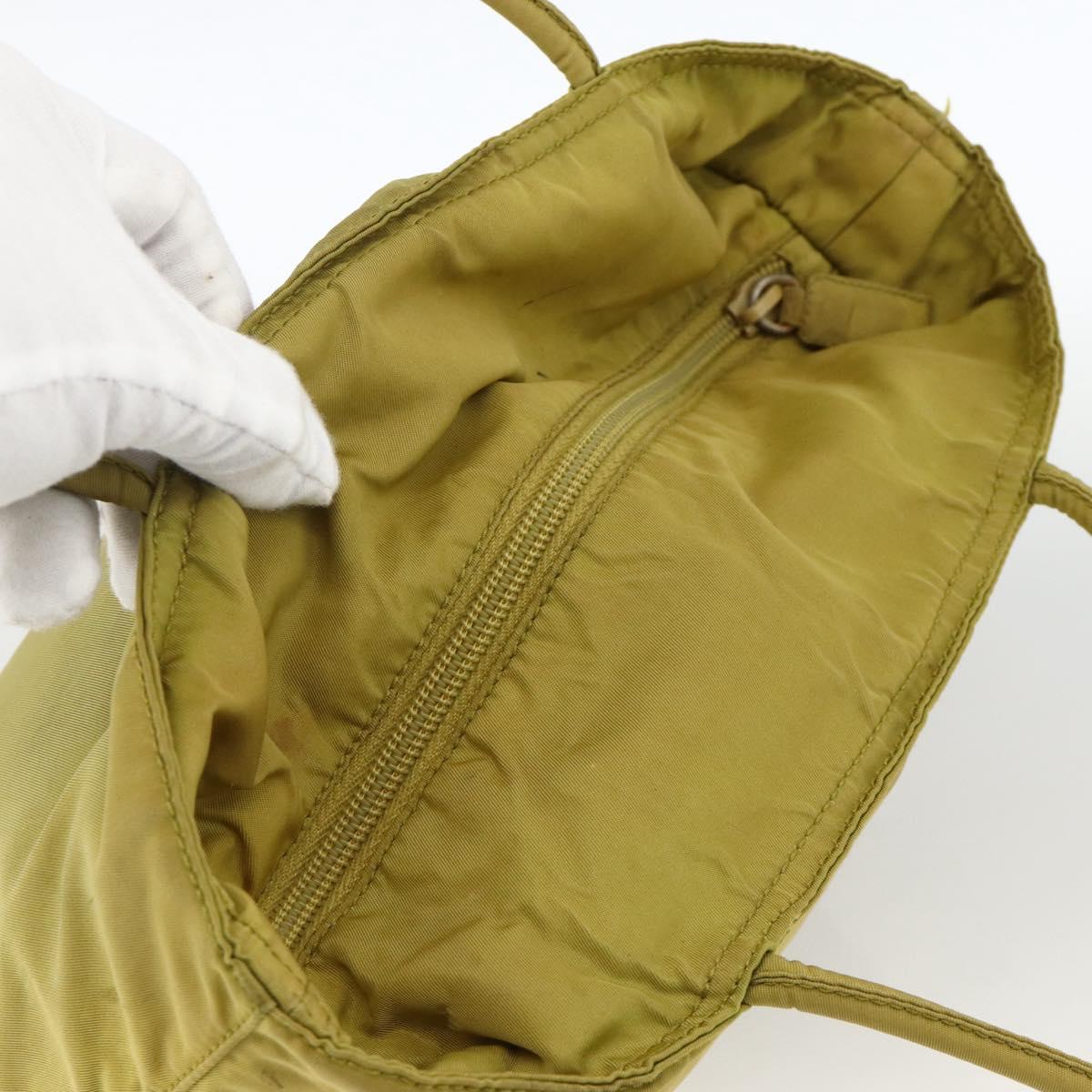 PRADA Hand Bag Nylon Green Auth BSZ678