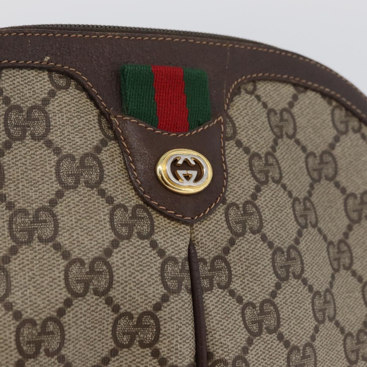 GUCCI GG Supreme Web Sherry Line Bag PVC Beige Gold 904 02 047 Auth BSZ679