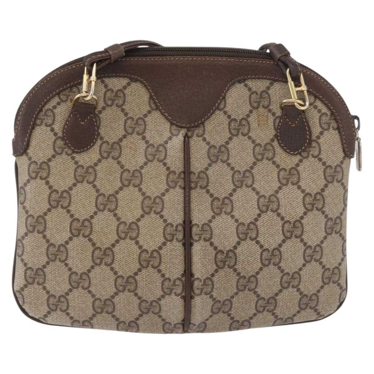 GUCCI GG Supreme Web Sherry Line Bag PVC Beige Gold 904 02 047 Auth BSZ679