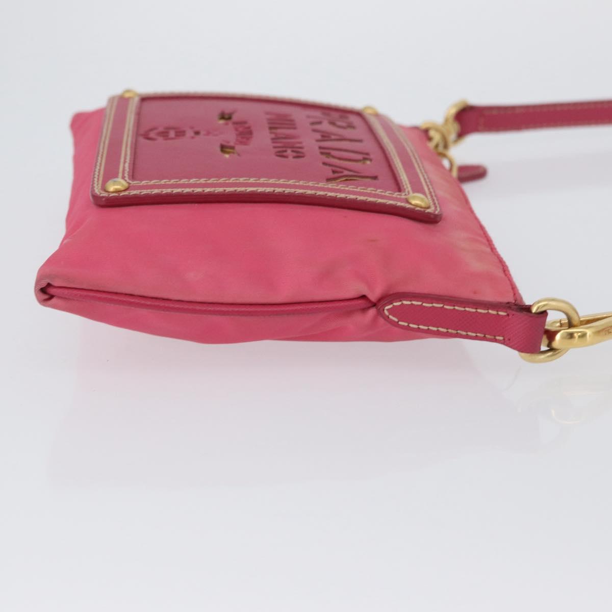 PRADA Shoulder Bag Nylon Pink Gold Auth BSZ681