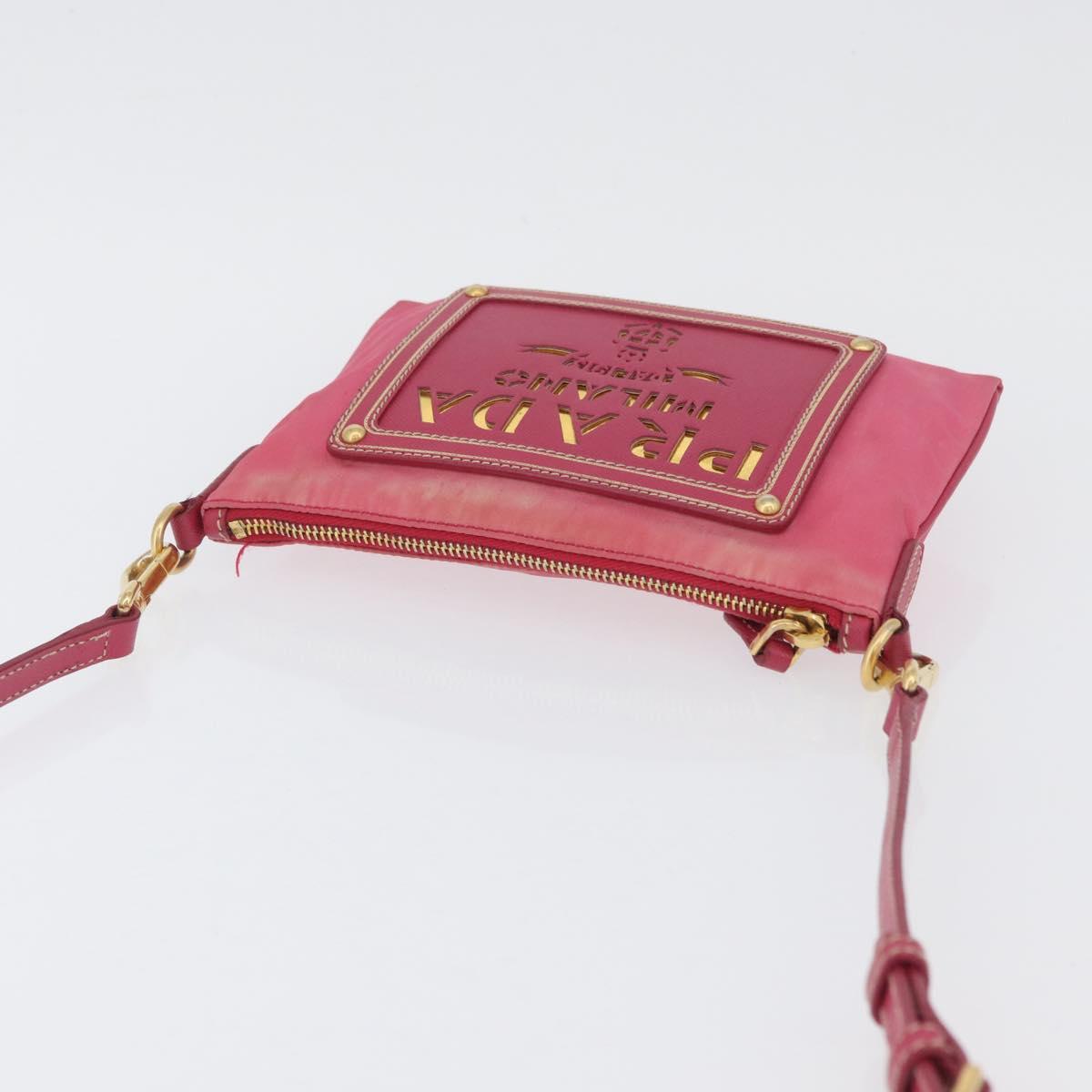 PRADA Shoulder Bag Nylon Pink Gold Auth BSZ681