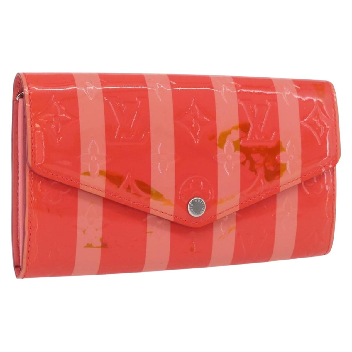 LOUIS VUITTON Vernis Rayure Portefeiulle Sarah Poppy Petal M58038 Auth BSZ682