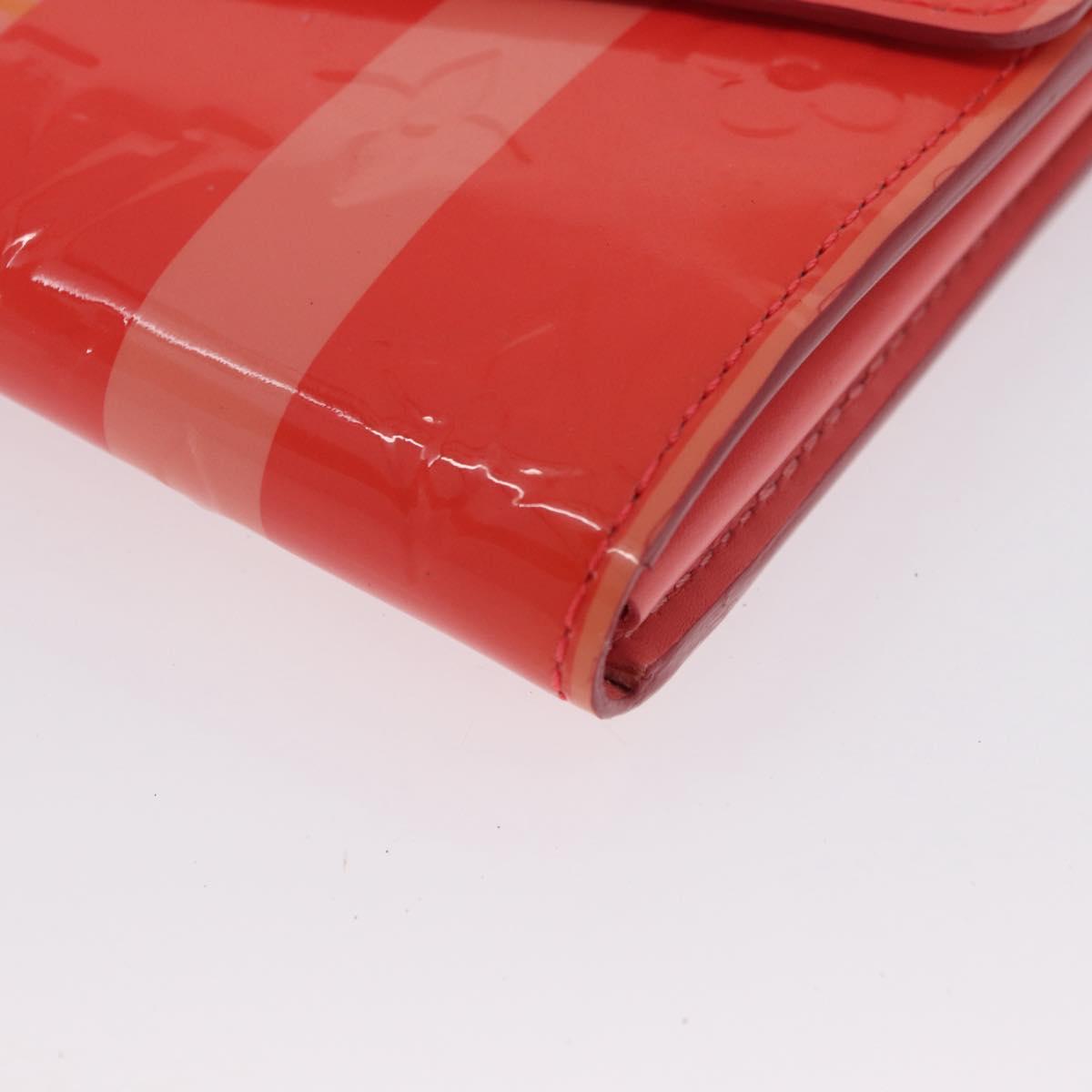 LOUIS VUITTON Vernis Rayure Portefeiulle Sarah Poppy Petal M58038 Auth BSZ682