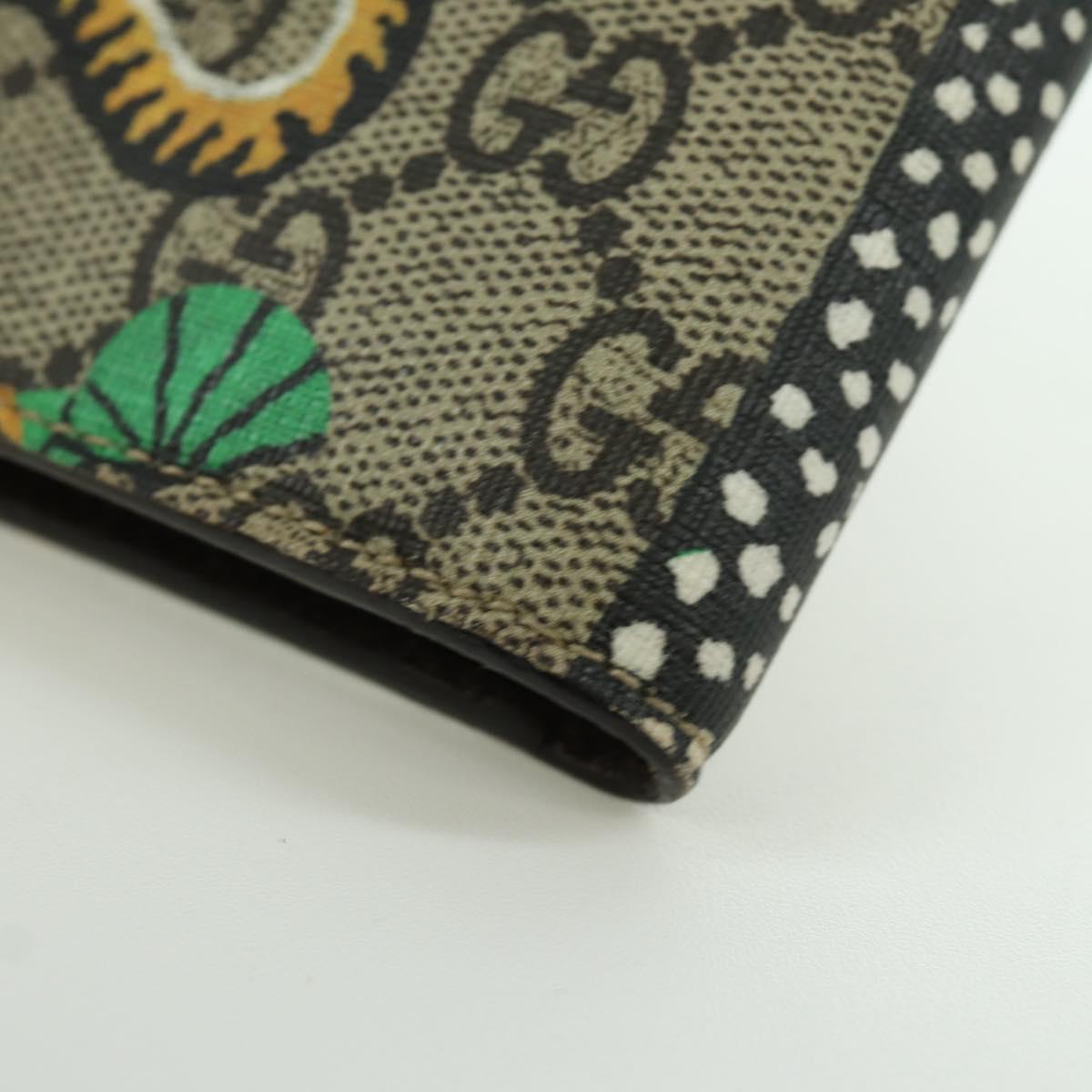 GUCCI GG Supreme Compact Wallet PVC Beige Auth BSZ684M