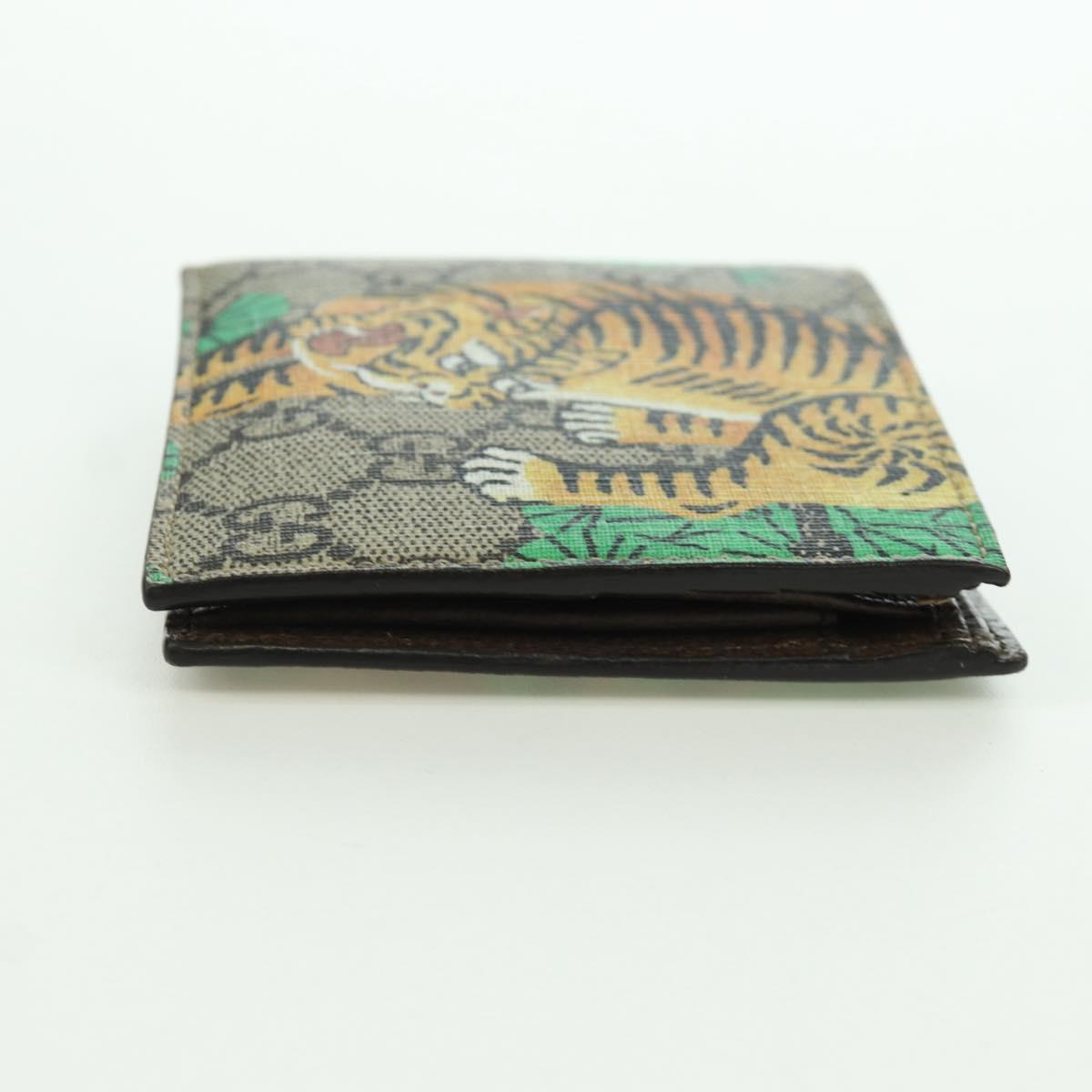 GUCCI GG Supreme Compact Wallet PVC Beige Auth BSZ684M