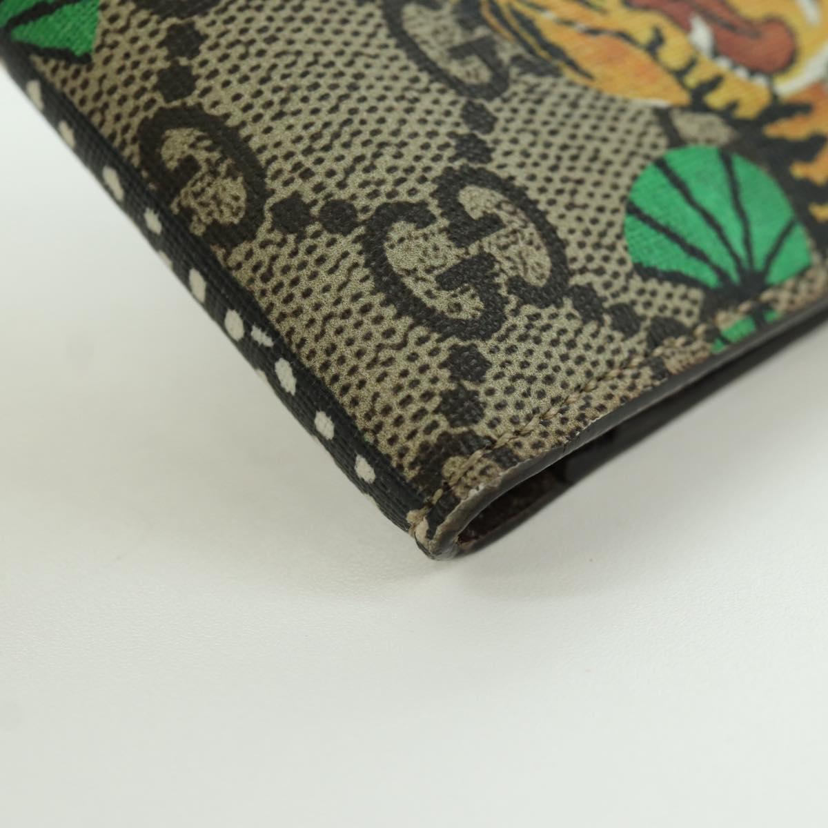 GUCCI GG Supreme Compact Wallet PVC Beige Auth BSZ684M