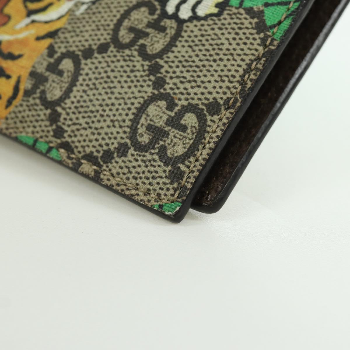 GUCCI GG Supreme Compact Wallet PVC Beige Auth BSZ684M