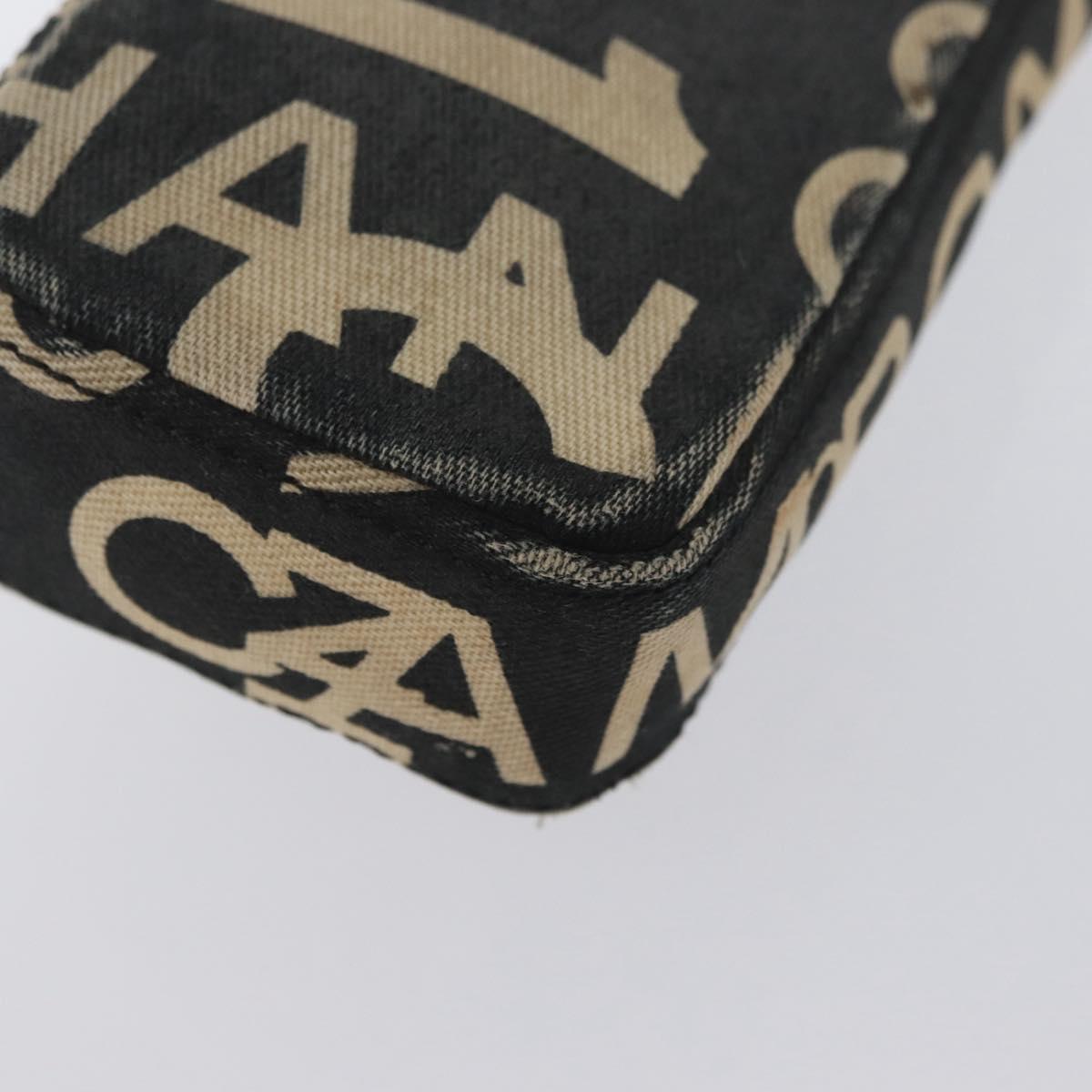 CHANEL By Sea Line Phone Pouch Shoulder Bag Canvas Black Silver CC Auth BSZ685