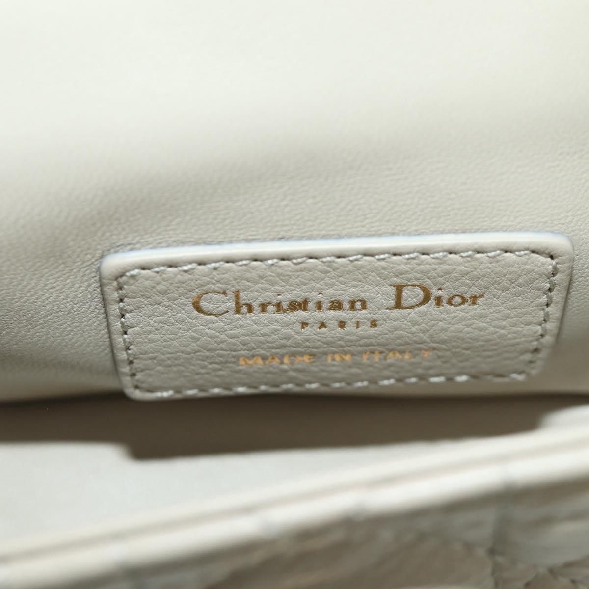 Christian Dior Canage Chain Dior Caro Bag Lamb Skin Ivory Gold Auth BSZ691SAM