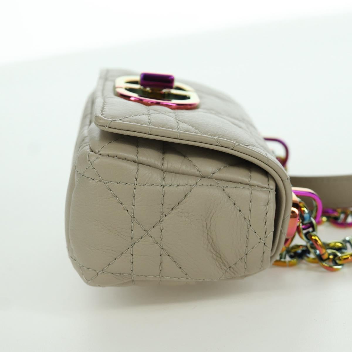 Christian Dior Canage Chain Dior Caro Bag Lamb Skin Ivory Gold Auth BSZ691SAM