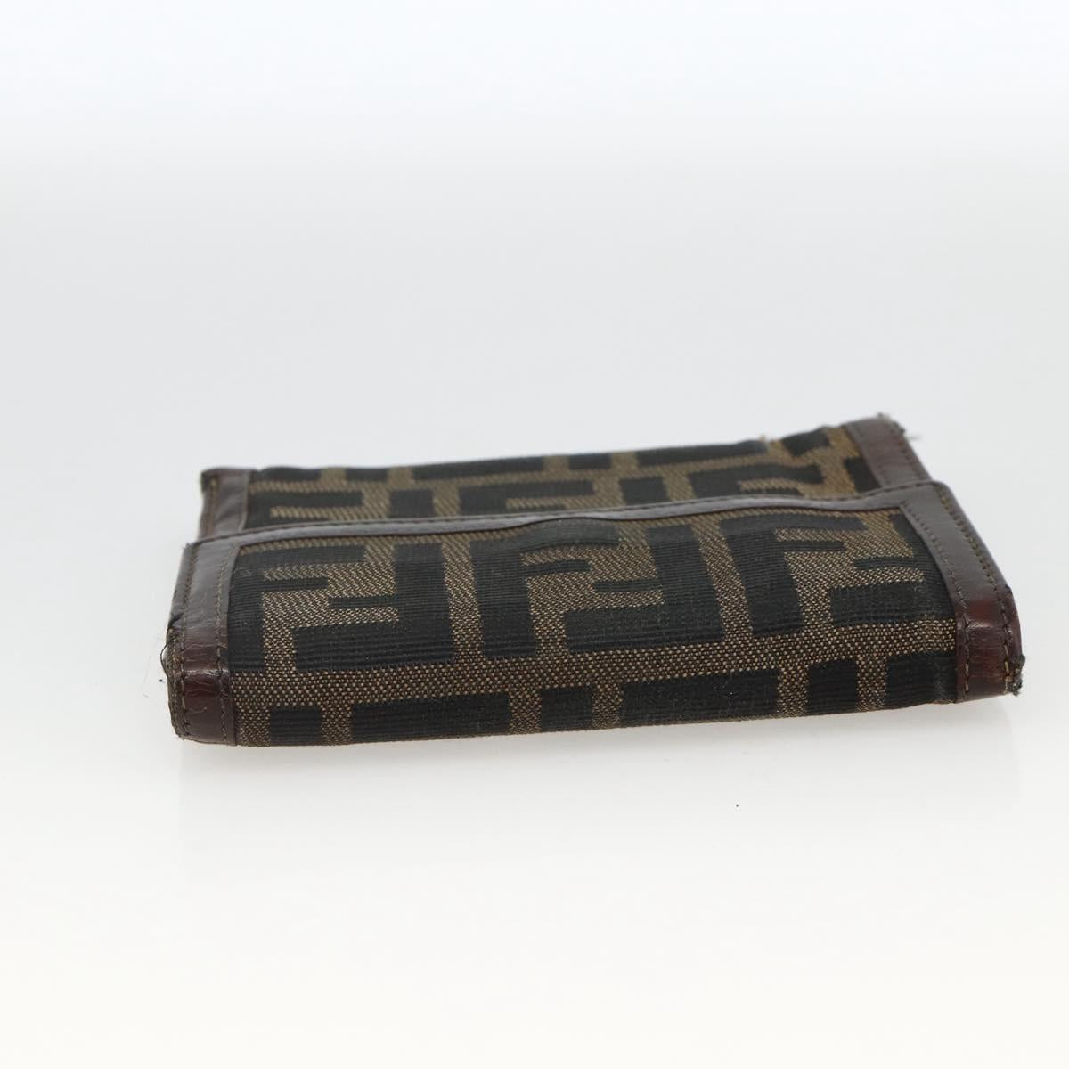 FENDI Zucca Canvas Wallet 2 Set Black Brown Auth BSZ697