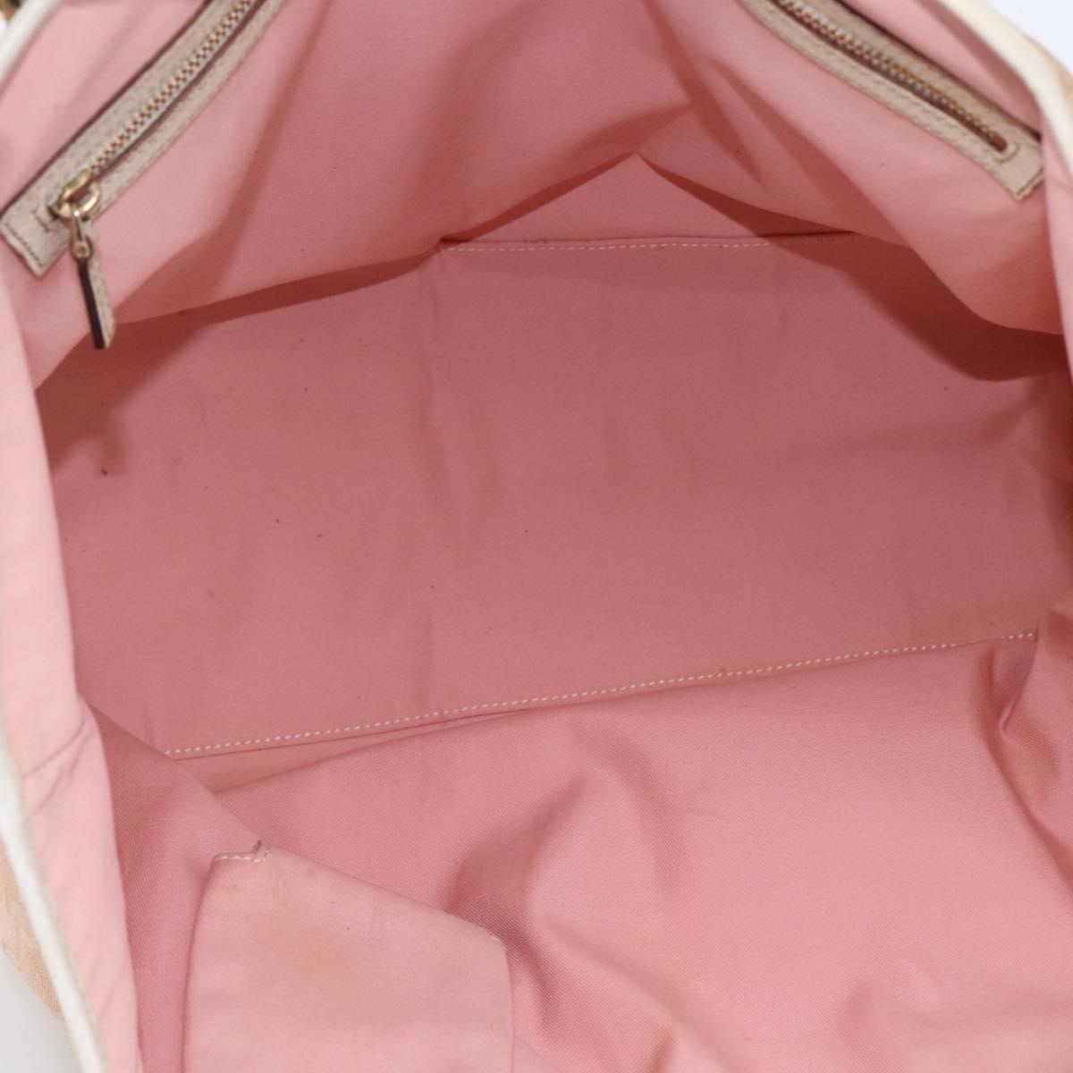 GUCCI GG Canvas Sherry Line Tote Bag Beige Gold pink 139260 Auth LNZ121
