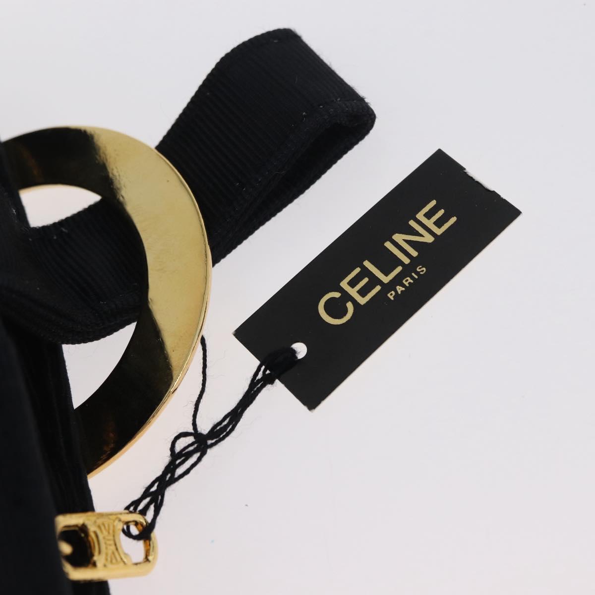 CELINE Circle Pouch Canvas Black Gold Auth LNZ123A