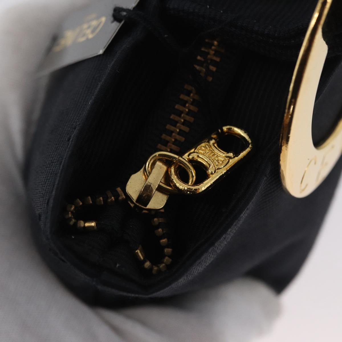 CELINE Circle Pouch Canvas Black Gold Auth LNZ123A