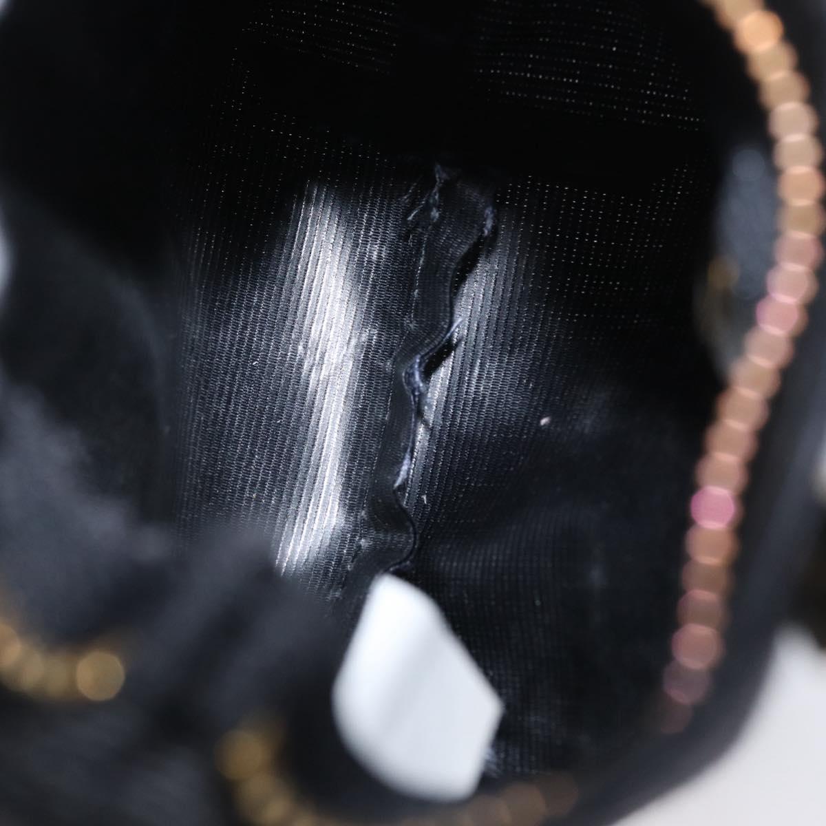 CELINE Circle Pouch Canvas Black Gold Auth LNZ123A