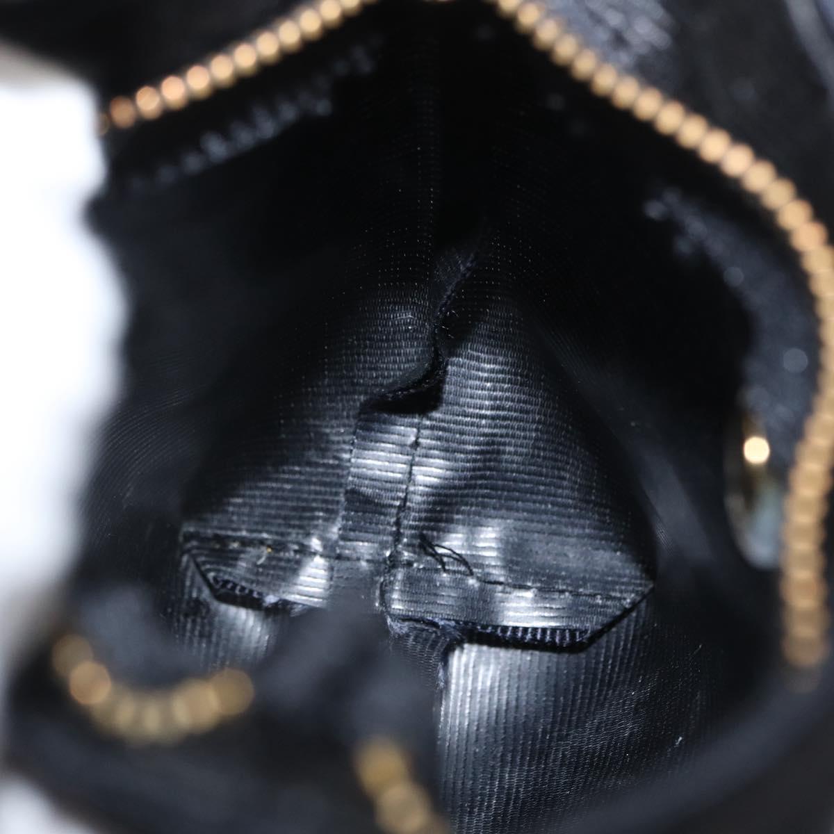 CELINE Circle Pouch Canvas Black Gold Auth LNZ123A