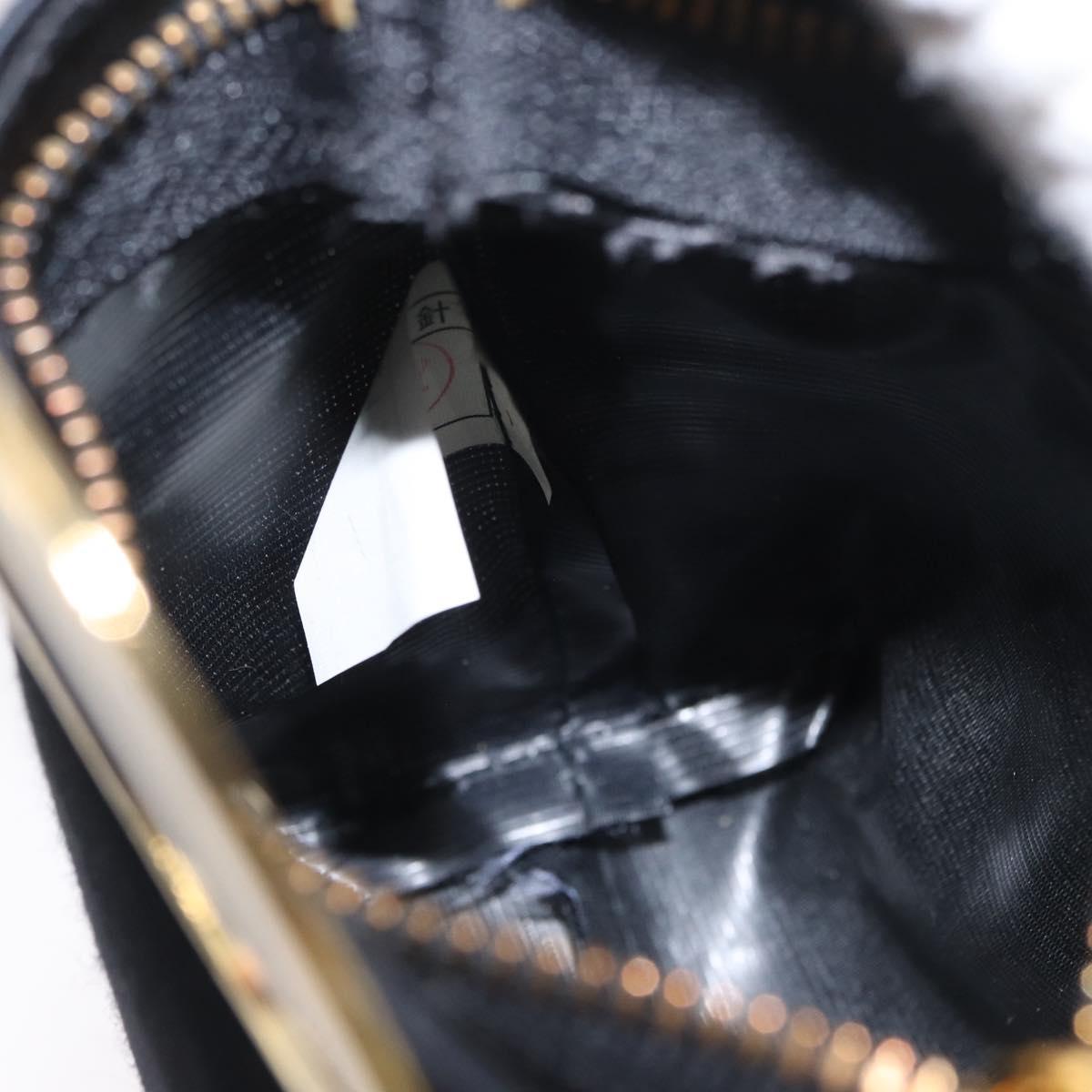 CELINE Circle Pouch Canvas Black Gold Auth LNZ123A