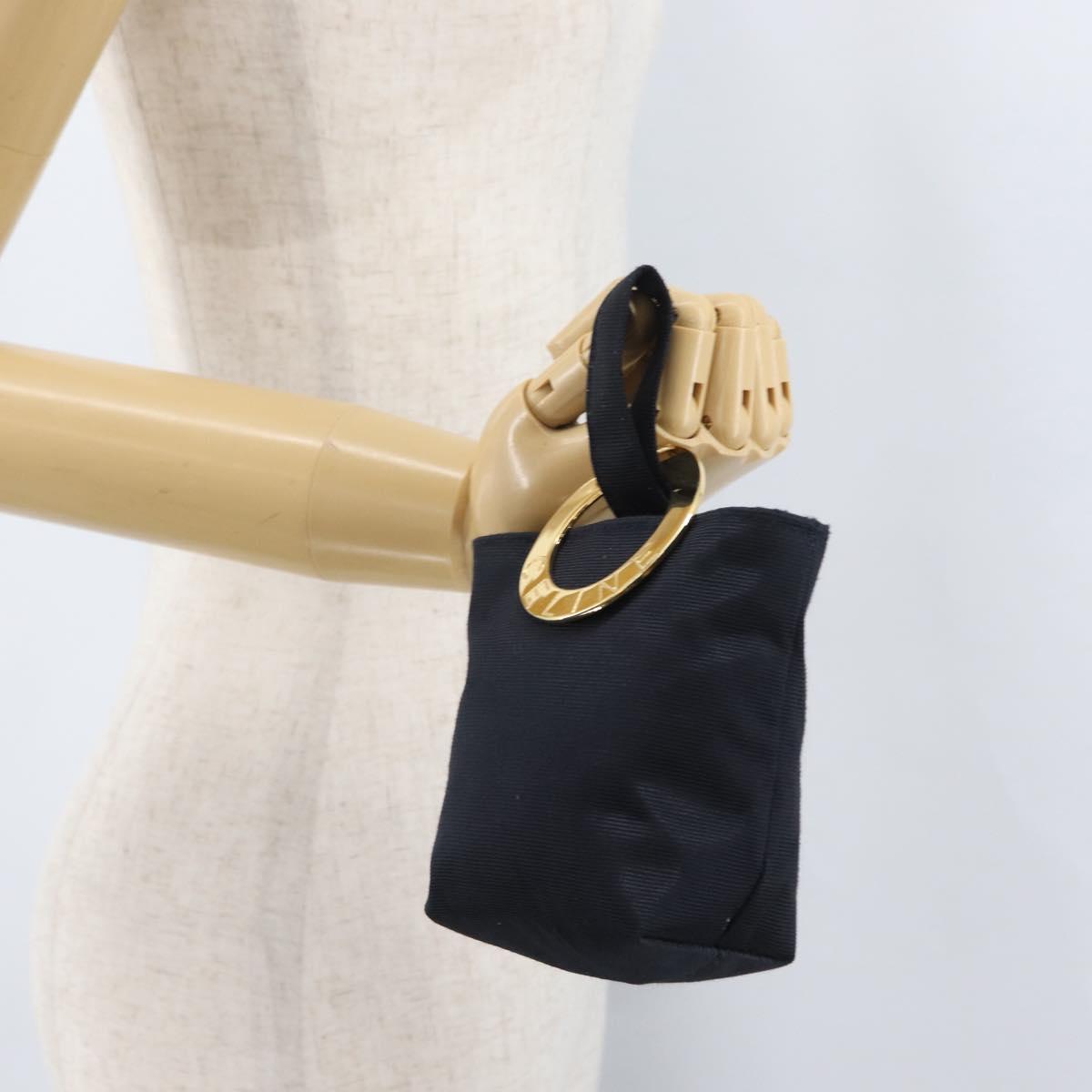 CELINE Circle Pouch Canvas Black Gold Auth LNZ123A