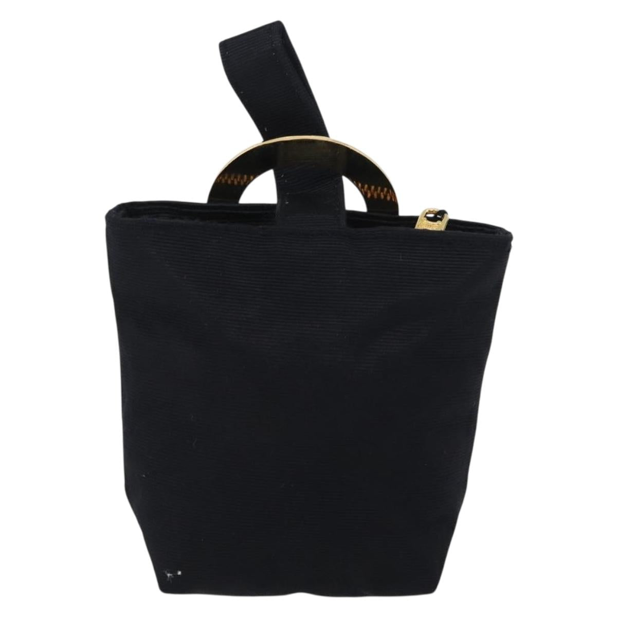 CELINE Circle Pouch Canvas Black Gold Auth LNZ123A