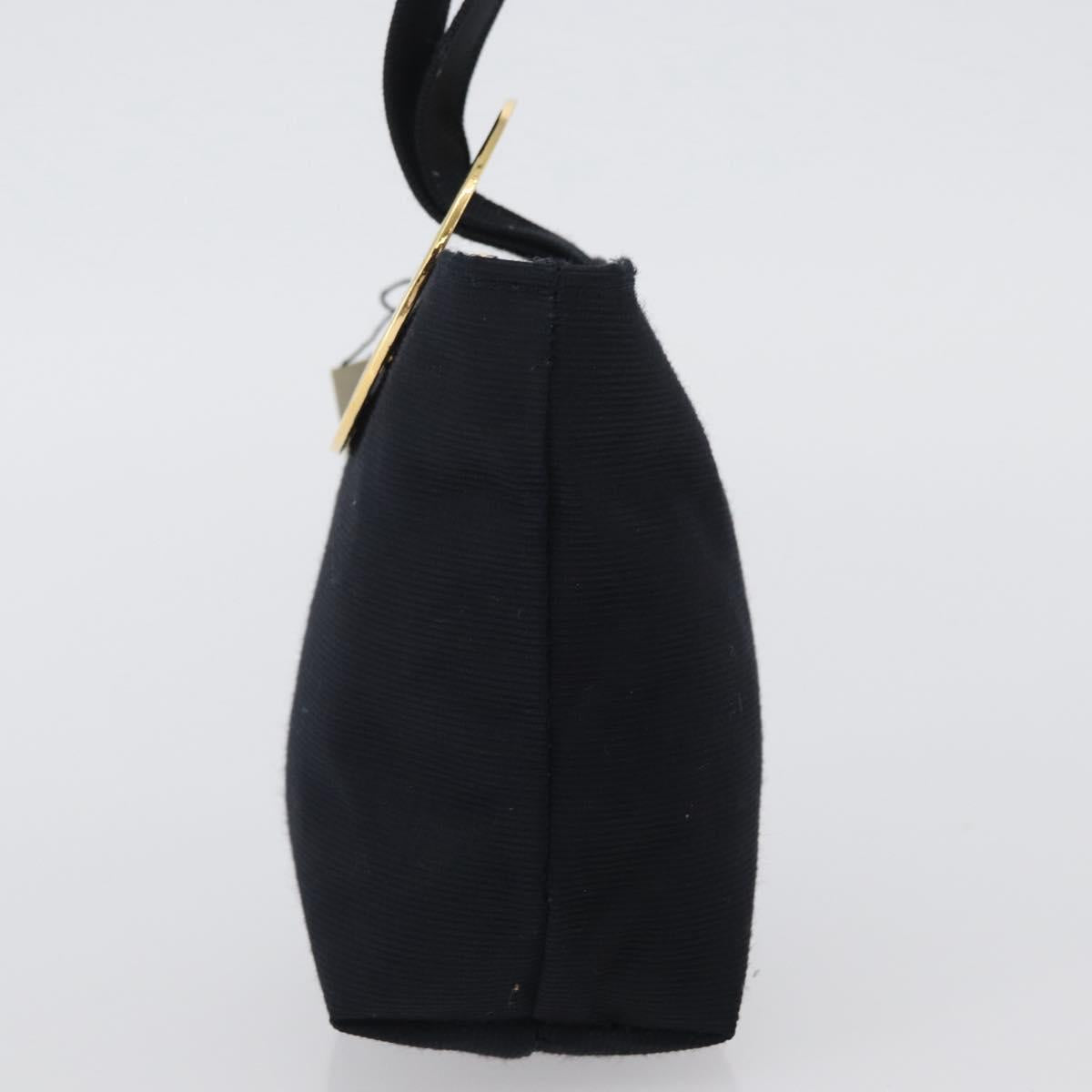 CELINE Circle Pouch Canvas Black Gold Auth LNZ123A