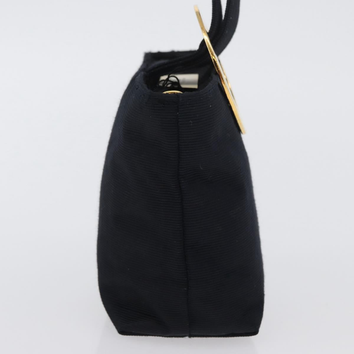 CELINE Circle Pouch Canvas Black Gold Auth LNZ123A