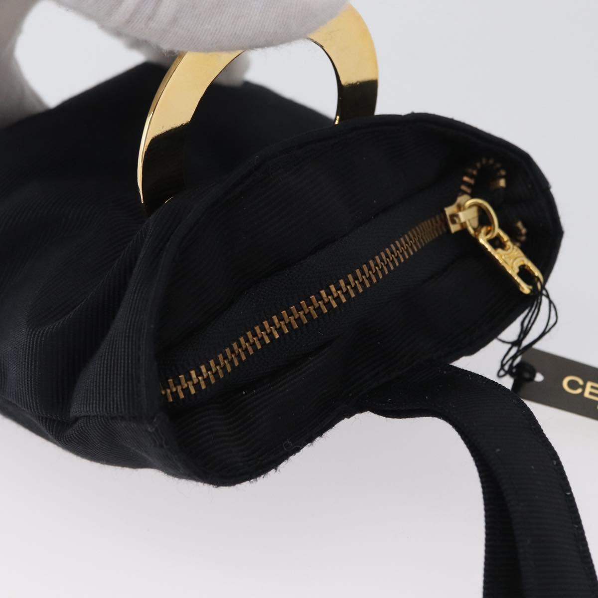 CELINE Circle Pouch Canvas Black Gold Auth LNZ123A