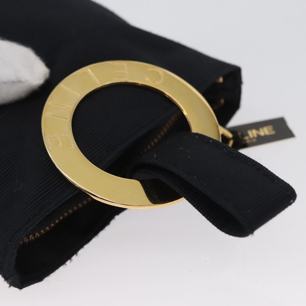 CELINE Circle Pouch Canvas Black Gold Auth LNZ123A